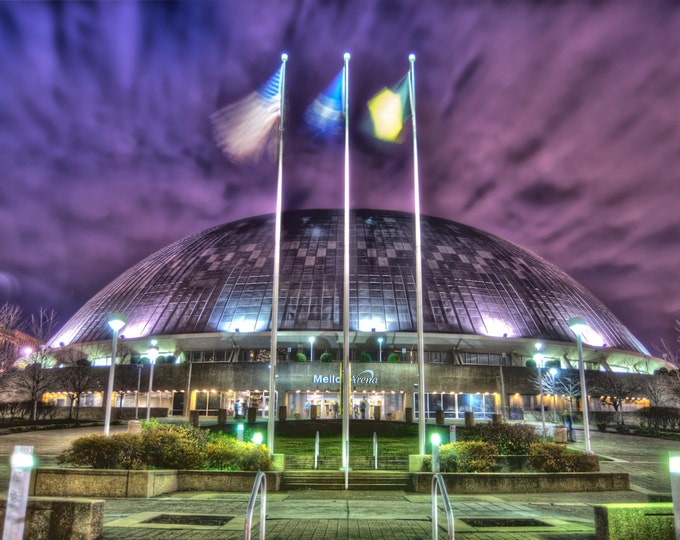 The Civic Arena or Igloo under colorful skies - Metal Print