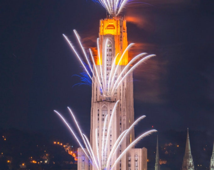 Homecoming fireworks atop the Cathedral of Learning - Univeristy of Pittsburgh - Various Prints