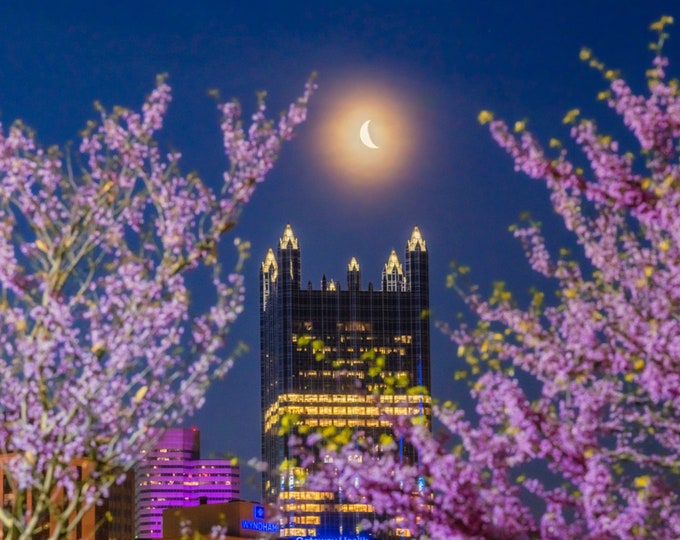 Spring colors and the crescent moon - Pittsburgh prints - Various Prints