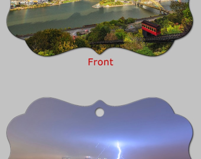 Rainbow and Lightning - Stormy weather - Pittsburgh Christmas Ornaments