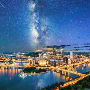 The Milky Way over Pittsburgh - a composite - Pittsburgh skyline - Various Prints