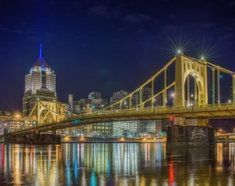 The Roberto Clemente Bridge at night - Various Prints