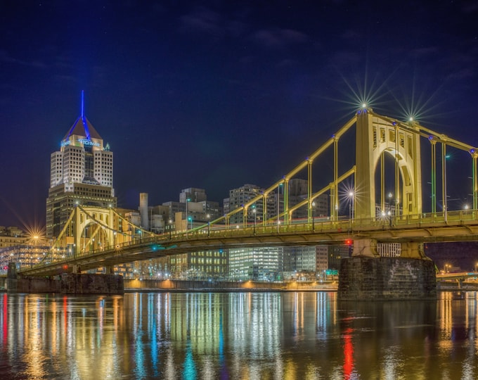 The Roberto Clemente Bridge at night - Various Prints