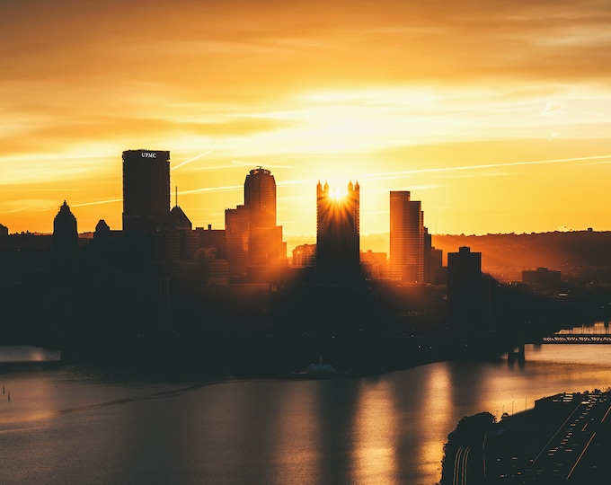 A burst of light - Pittsburgh skyline - Various Prints