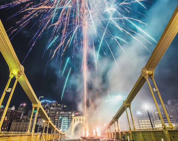 Underneath the fireworks in Pittsburgh - Various Prints