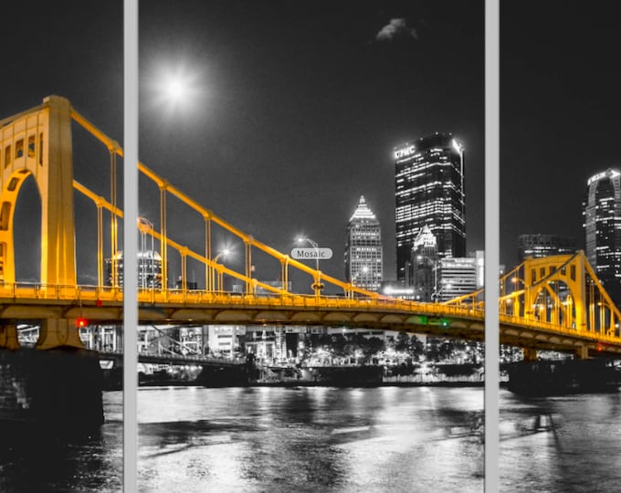 The supermoon over the Andy Warhol Bridge in Pittsburgh - Pittsburgh Triptych - Various formats