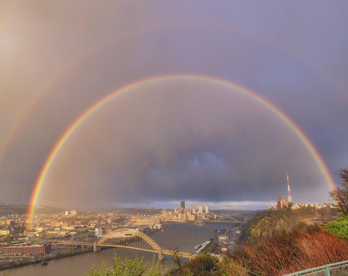 An amazing double rainbow over Pittsburgh - Pittsburgh Prints
