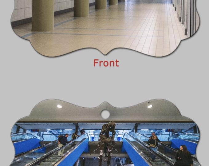 The old train terminal and T Rex at the Pittsburgh International Airport - Pittsburgh Christmas Ornaments