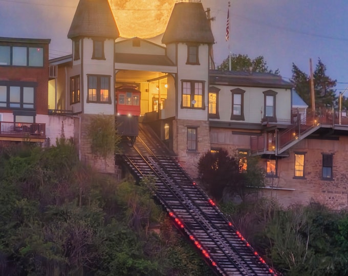 The Full Moon and the Duquesne Incline - Pittsburgh Prints