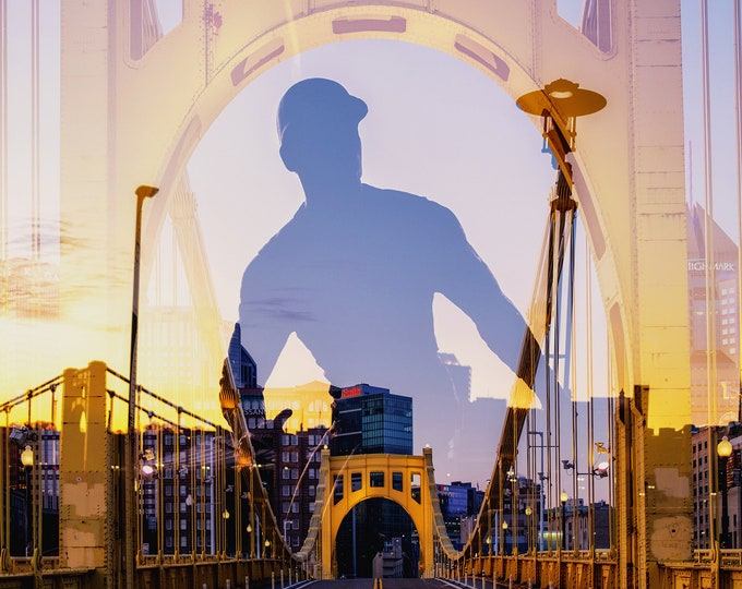 Silhouette of Clemente - Double Exposure in Pittsburgh - Various Prints