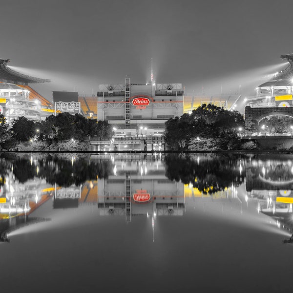 Heinz Field in black and gold - Pittsburgh skyline - Various Prints