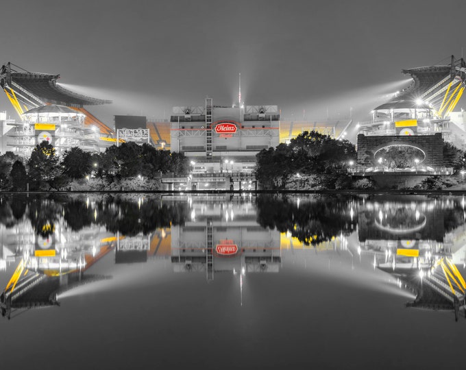 Heinz Field in black and gold - Pittsburgh skyline - Various Prints