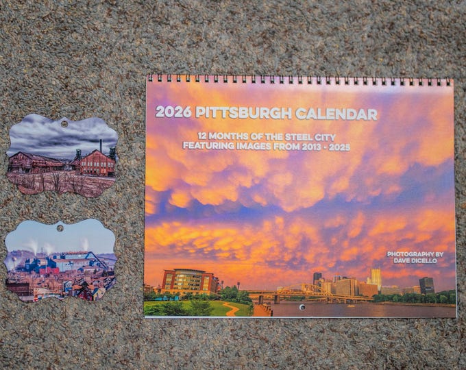 2026 Pittsburgh Calendar and Ornament Bundle - Carrie Furnace and Edgar Thomson Steel Works