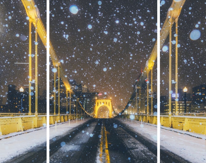 A Snowglobe on the Bridge - Pittsburgh Triptych - Various formats