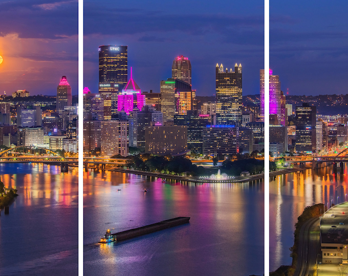 A full moonrise  - Pittsburgh Triptych - Various formats
