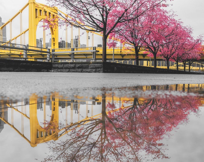 Colorful reflections after the rain - Pittsburgh skyline - Various Prints