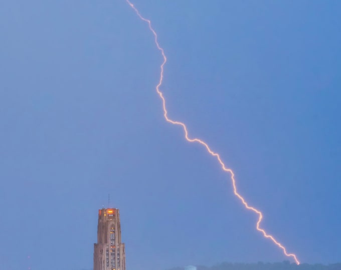 Lightning strike and the Cathedral of Learning - Pittsburgh Prints