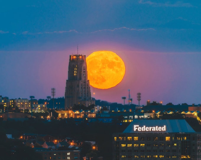 The Cathedral and the Moon - Pittsburgh skyline - Various Prints