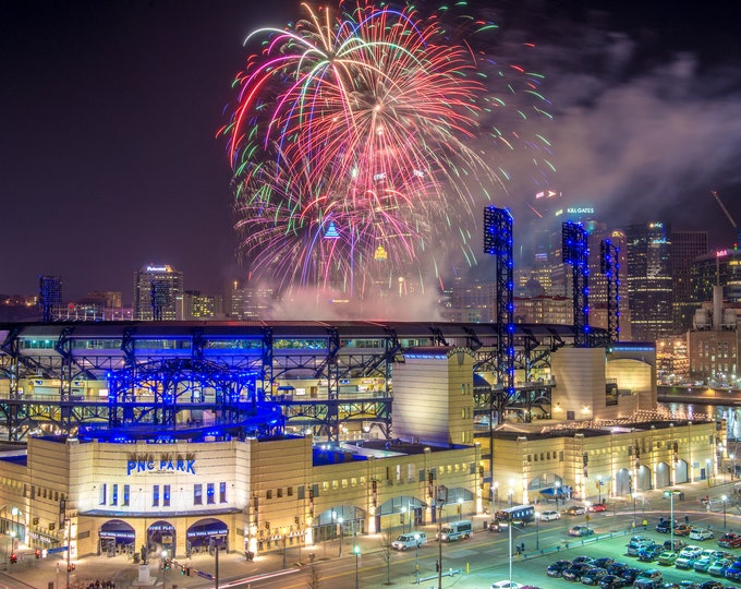 Fireworks over PNC Park in Pittsburgh - Pittsburgh skyline - Various Prints