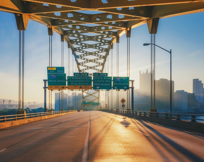 The entrance to the City - The Ft. Pitt Bridge in Pittsburgh - Various Prints