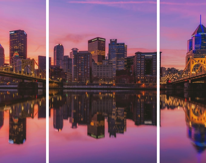 A colorful Pittsburgh sunrise - Pittsburgh Triptych - Various formats