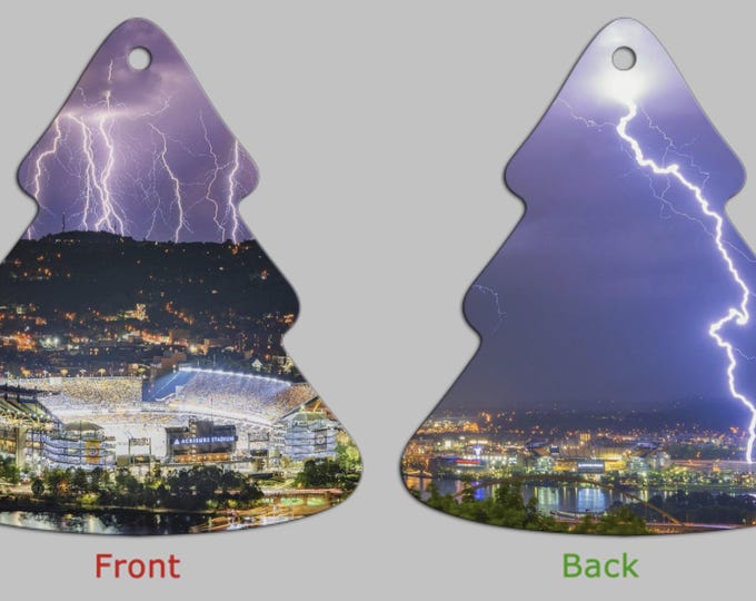 Lightning over Heinz Field - Pittsburgh Christmas Ornaments