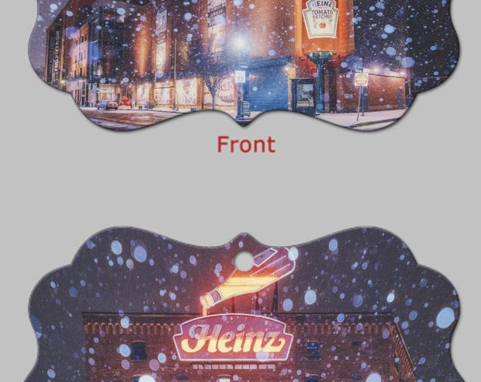 Snowy views of the Heinz History Center - Pittsburgh Christmas Ornaments