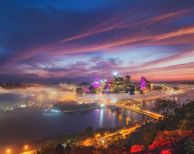 Pittsburgh sunrise spectacular - Pittsburgh skyline - Various Prints