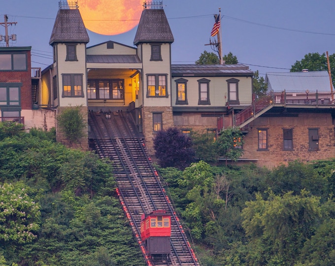 Moonset over the Incline - Pittsburgh Prints - Various Prints