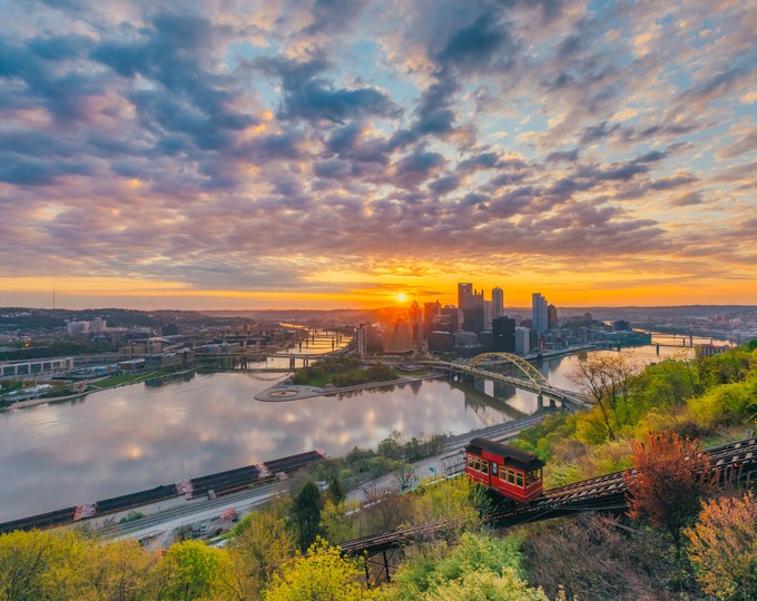 Spring in Pittsburgh - The Duquesne Incline at dawn - Various Prints