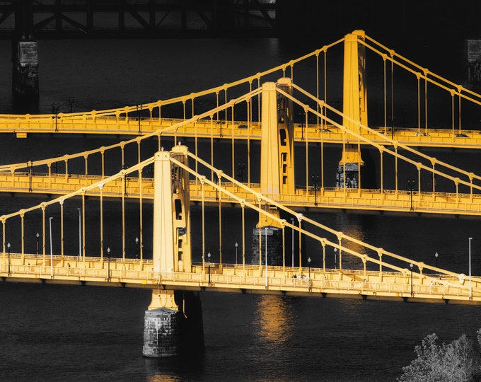 The Sisters in Black and Gold - Pittsburgh skyline - Various Prints