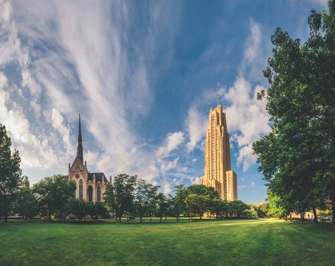 A panorama of Heinz Chapel and the Cathedral of Learning - Univeristy of Pittsburgh - Various Prints