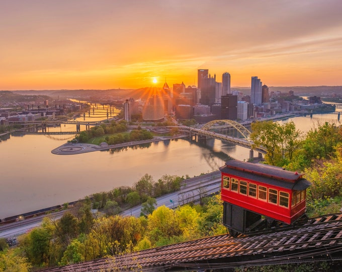 Sunrise from the incline - Pittsburgh skyline - Various Prints