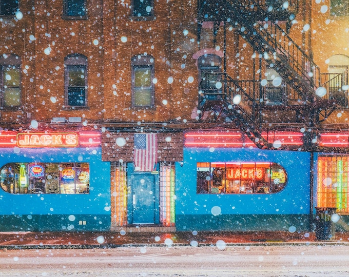 Jack's in the South Side of Pittsburgh in the snow - Pittsburgh skyline - Various Prints