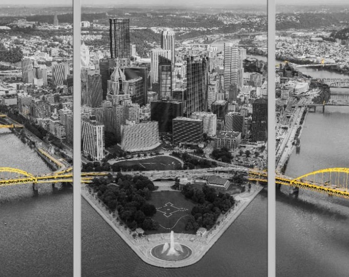 Aerial Black and Gold - Pittsburgh Triptych - Various formats