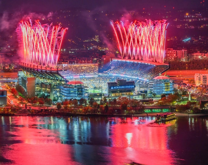 Pittsburgh Steeler Fireworks - Pittsburgh skyline - Various Prints