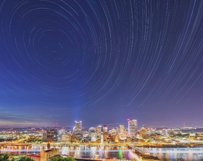 Star Trails and meteors over Pittsburgh - Pittsburgh Prints
