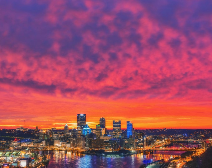 An explosion of color at sunrise - Pittsburgh Prints