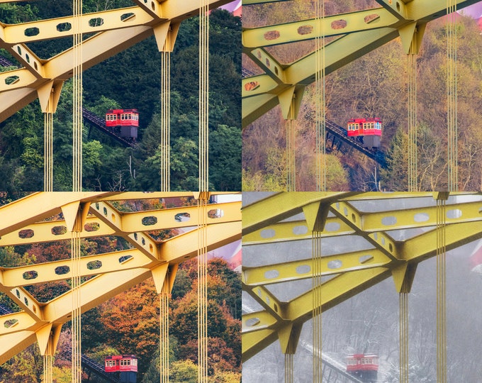 Framing the Duquesne Incline through the Seasons - Pittsburgh Coaster Set