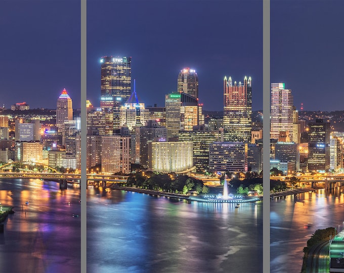 West End Overlook in Pittsburgh on a beautiful night- Pittsburgh Triptych - Various formats