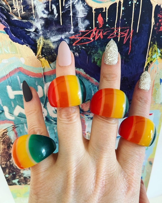 Rainbow Ring Resin Bubble Kidcore - image 2