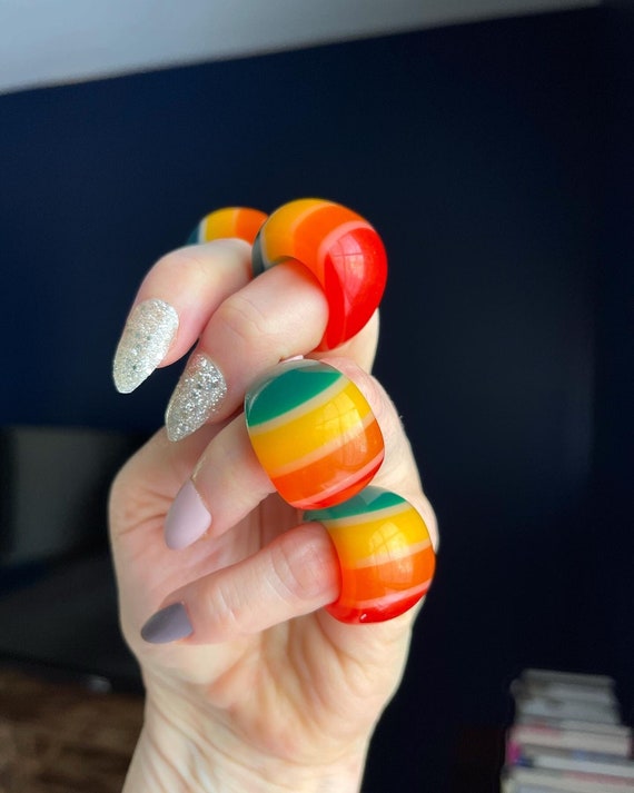 Rainbow Ring Resin Bubble Kidcore - image 1