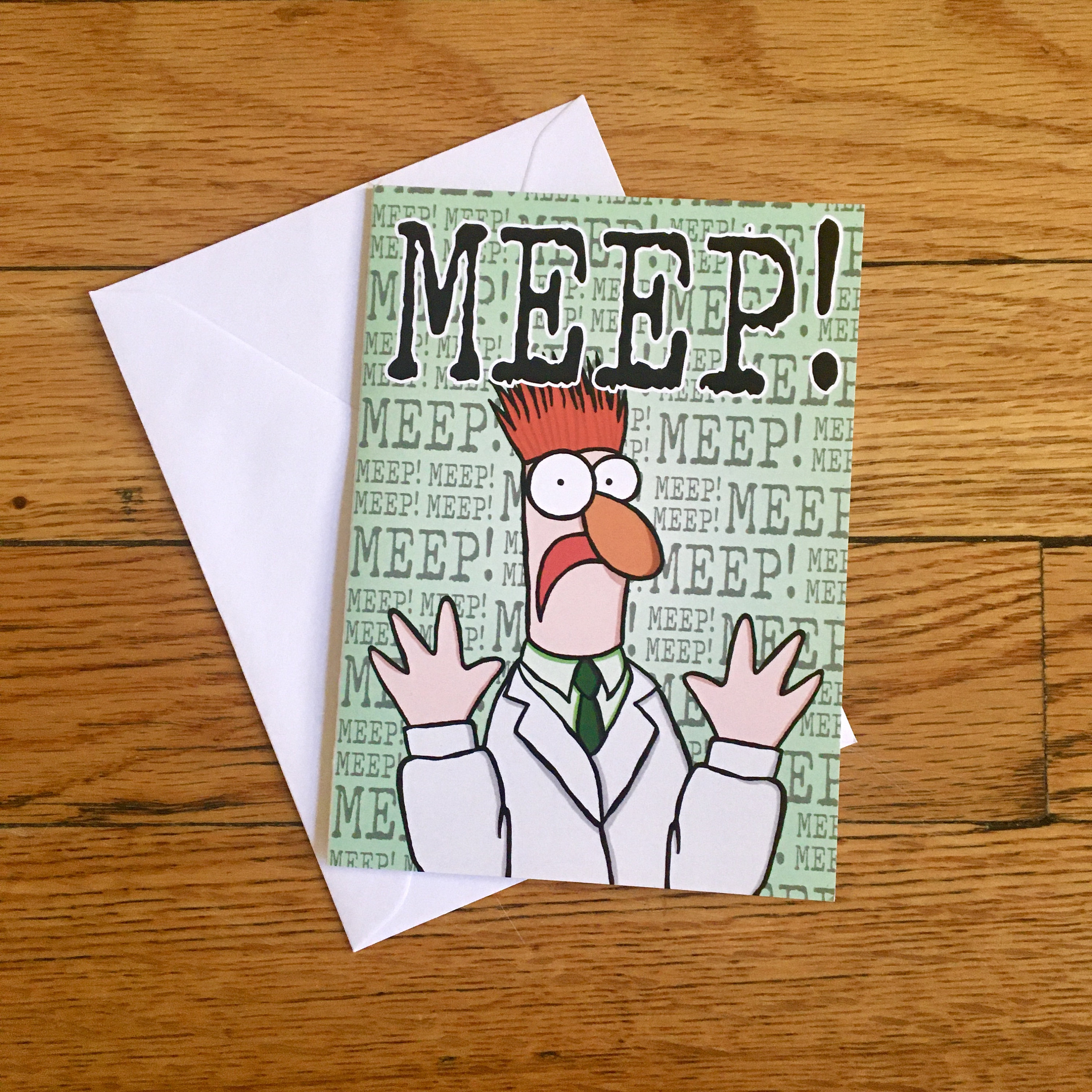 The Muppets Beaker meep Jim Henson, Muppet Show, Funny Blank Greeting Card, Birthday