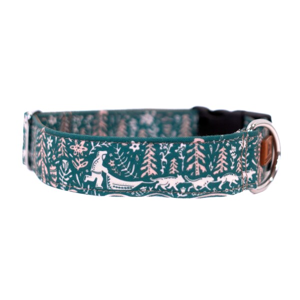 Nordic Sled Dog Collar | Scandinavian Dog Collar For Adventure Dogs | Handmade Durable Heavy Duty Custom Canvas Fabric Martingale Buckle