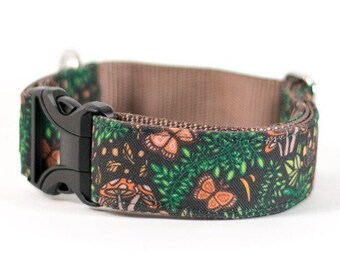 Mushroom Dog Collar: Recycled Canvas, Nature Print