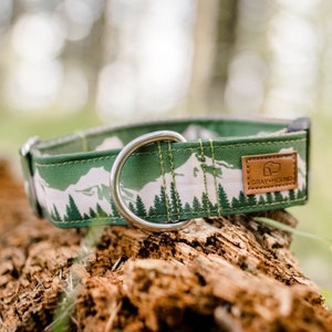 Juniper Dog Collar | Green Mountain Dog Collar For Adventure Dogs | Handmade Durable Heavy Duty Custom Canvas Fabric Martingale Buckle