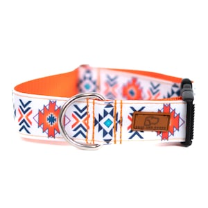 Aztec Boho Style Dog Collar, Orange Dog Collar, Thick Dog Collar, Boy Dog Collar, Girl Dog Collar, Dog Collar Made in USA, Pet Collar