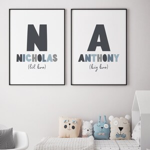 Jungen Schlafzimmer druckbare Wandkunst, individuelles Namen Poster, Kinderzimmer Dekor, DIGITAL DOWNLOAD P12G