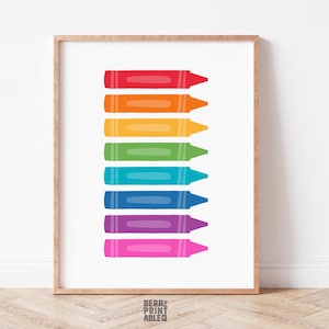 Colors poster, Crayon Colors Printable, Classroom Wall Art, Rainbow playroom Decor, Homeschool Decor, Educational poster, DIGITAL FILE P72R