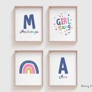 Sisters Printable wall art, Custom name poster, Girl gang poster, Rainbow print, Girl room decor, Shared room wall art, DIGITAL FILE P76G